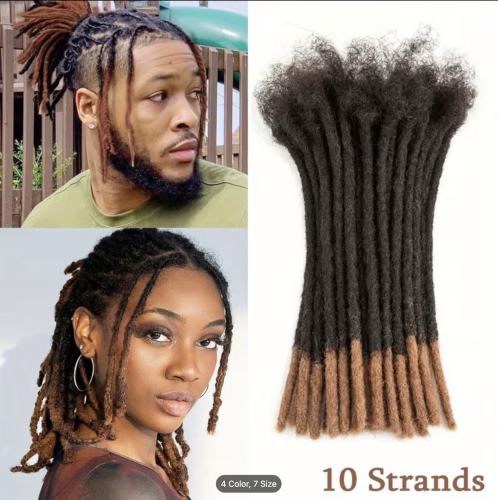 Real Human Hair Dreadlock Extensions Come in Packs of 10 Strands.