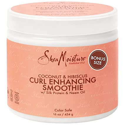 Shea Moisture Curly Hair Products, Coconut & Hibiscus Curl Enhancing Smoothie with Shea Butter, Sulfate Free, Paraben Free Hair Cream for Anti-Frizz, Moisture & Shine, Family Size, 16 Fl Oz